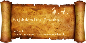 Hajdukovics Aranka névjegykártya